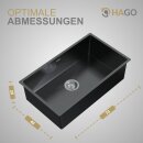 HAGO24 Edelstahl Einbauspüle 70x40cm Anthrazit Küchenspüle Spülbecken Schallschutz Kondensschutz Ablaufgarnitur Siphon