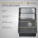 HAGO24 Edelstahl Einbauspüle 70x40cm Anthrazit Küchenspüle Spülbecken Schallschutz Kondensschutz Ablaufgarnitur Siphon
