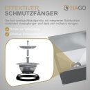 HAGO24 Einbauspüle 45x45cm Edelstahl Küchenspüle Spülbecken Eckig Ablaufgarnitur Schallschutz Universal Silber Seifenspender