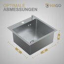 HAGO24 Einbauspüle 45x45cm Edelstahl Küchenspüle Spülbecken Eckig Ablaufgarnitur Schallschutz Universal Silber Seifenspender