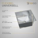 HAGO24 Einbauspüle 45x45cm Edelstahl Küchenspüle Spülbecken Eckig Ablaufgarnitur Schallschutz Universal Silber Seifenspender