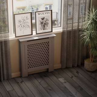 HAGO24 Heizkörperverkleidung Heizungsabdeckung Holz 78x19x82cm Anthrazit Wabenmuster Regalfläche Wandmontage Klassisch