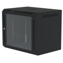 HAGO24 Netzwerkschrank 19 Zoll Rack Schwarz Serverschrank 9HE 600x450mm Stahlschrank Glasfront Tür Links/Rechts abschließbar Kabeleinlass Einlegeboden