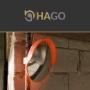HAGO24 Verkehrsspiegel Ø30cm Outdoor Konvexspiegel Panoramaspiegel Überwachungsspiegel Kunststoff Rund Außen Rot 130-160 Grad