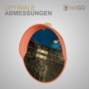 HAGO24 Verkehrsspiegel Ø58cm Outdoor Konvexspiegel Panoramaspiegel Überwachungsspiegel Kunststoff Rund Außen Rot 130-160 Grad