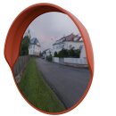 HAGO24 Verkehrsspiegel Ø58cm Outdoor Konvexspiegel Panoramaspiegel Überwachungsspiegel Kunststoff Rund Außen Rot 130-160 Grad