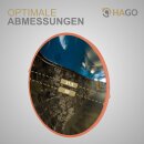 HAGO24 Verkehrsspiegel Ø30cm Indoor Konvexspiegel Panoramaspiegel Überwachungsspiegel Kunststoff Rund Rot 130-160 Grad