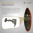 HAGO24 Verkehrsspiegel Ø43cm Indoor Konvexspiegel Panoramaspiegel Überwachungsspiegel Kunststoff Rund Rot 130-160 Grad