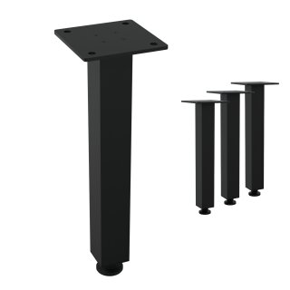 HAGO24 Tischbeine Set 4 Stück Möbelfuß Stahl schwarz 4x4cm höhenverstellbar 30cm Couchtischbank DIY Tischgestell Schraubfüße I-Design