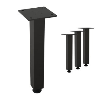 HAGO24 Tischbeine Set 4 Stück Möbelfuß Stahl Industriell 4x4cm höhenverstellbar 30cm Couchtischbank DIY Tischgestell Schraubfüße I-Design