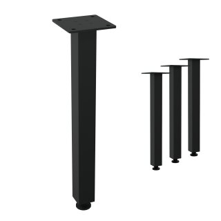 HAGO24 Tischbeine Set 4 Stück Möbelfuß Stahl schwarz 4x4cm höhenverstellbar 42cm Couchtischbank DIY Tischgestell Schraubfüße I-Design