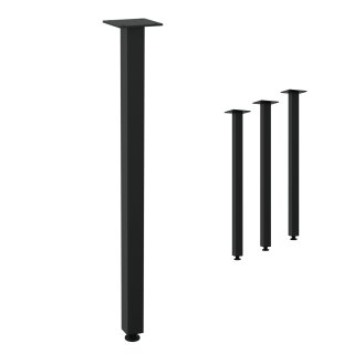 HAGO24 Tischbeine Set 4 Stück Möbelfuß Stahl schwarz 4x4cm höhenverstellbar 72cm Couchtischbank DIY Tischgestell Schraubfüße I-Design