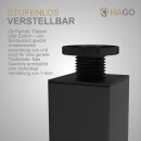 HAGO24 Tischbeine Set 4 Stück Möbelfuß Stahl schwarz 4x4cm höhenverstellbar 72cm Couchtischbank DIY Tischgestell Schraubfüße I-Design