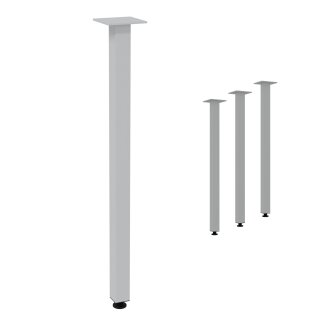 HAGO24 Tischbeine Set 4 Stück Möbelfuß Stahl weiß 4x4cm höhenverstellbar 72cm Couchtischbank DIY Tischgestell Schraubfüße I-Design