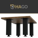HAGO24 Tischbeine Set 4 Stück Möbelfuß Stahl Schwarz 8x8cm höhenverstellbar 30cm Couchtischbank DIY Tischgestell Schraubfüße I-Design