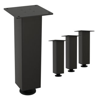 HAGO24 Tischbeine Set 4 Stück Möbelfuß Stahl Industriell 8x8cm höhenverstellbar 30cm Couchtischbank DIY Tischgestell Schraubfüße I-Design