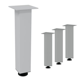 HAGO24 Tischbeine Set 4 Stück Möbelfuß Stahl Weiß 8x8cm höhenverstellbar 42cm Couchtischbank DIY Tischgestell Schraubfüße I-Design