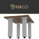 HAGO24 Tischbeine Set 4 Stück Möbelfuß Stahl Weiß 8x8cm höhenverstellbar 42cm Couchtischbank DIY Tischgestell Schraubfüße I-Design