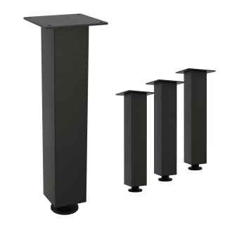 HAGO24 Tischbeine Set 4 Stück Möbelfuß Stahl Industriell 8x8cm höhenverstellbar 42cm Couchtischbank DIY Tischgestell Schraubfüße I-Design