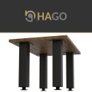 HAGO24 Tischbeine Set 4 Stück Möbelfuß Stahl Industriell 8x8cm höhenverstellbar 42cm Couchtischbank DIY Tischgestell Schraubfüße I-Design