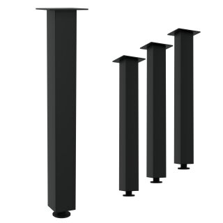 HAGO24 Tischbeine Set 4 Stück Möbelfuß Stahl Schwarz 8x8cm höhenverstellbar 72cm Couchtischbank DIY Tischgestell Schraubfüße I-Design