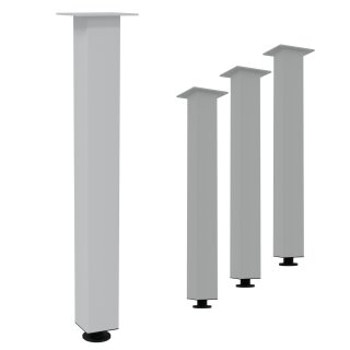 HAGO24 Tischbeine Set 4 Stück Möbelfuß Stahl Weiß 8x8cm höhenverstellbar 72cm Couchtischbank DIY Tischgestell Schraubfüße I-Design
