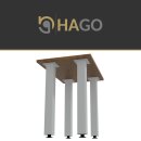HAGO24 Tischbeine Set 4 Stück Möbelfuß Stahl Weiß 8x8cm höhenverstellbar 72cm Couchtischbank DIY Tischgestell Schraubfüße I-Design
