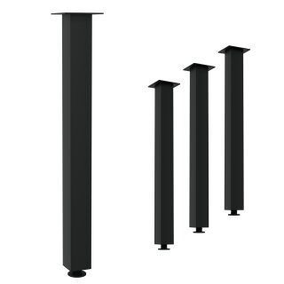 HAGO24 Tischbeine Set 4 Stück Möbelfuß Stahl Schwarz 8x8cm höhenverstellbar 90cm Couchtischbank DIY Tischgestell Schraubfüße I-Design