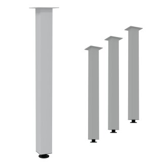 HAGO24 Tischbeine Set 4 Stück Möbelfuß Stahl Weiß 8x8cm höhenverstellbar 90cm Couchtischbank DIY Tischgestell Schraubfüße I-Design