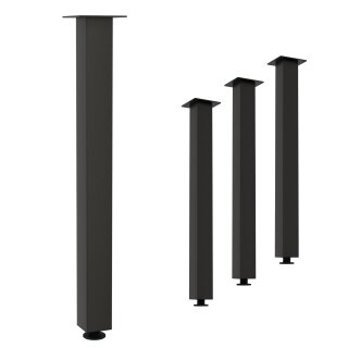 HAGO24 Tischbeine Set 4 Stück Möbelfuß Stahl Industriell 8x8cm höhenverstellbar 90cm Couchtischbank DIY Tischgestell Schraubfüße I-Design