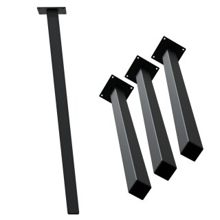 HAGO24 Tischbeine Set 4 Stück Möbelfuß schräg 96° Stahl schwarz 4x4cm 72cm Couchtischbank DIY Tischgestell Schraubfüße