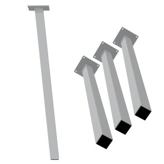 HAGO24 Tischbeine Set 4 Stück Möbelfuß schräg 96° Stahl weiß 4x4cm 72cm Couchtischbank DIY Tischgestell Schraubfüße