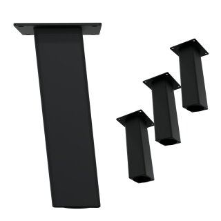 HAGO24 Tischbeine Set 4 Stück Möbelfuß schräg 96° Stahl schwarz 8x8cm 30cm Couchtischbank DIY Tischgestell Schraubfüße