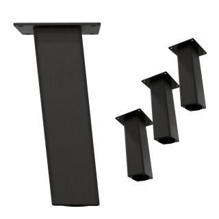 HAGO24 Tischbeine Set 4 Stück Möbelfuß schräg 96° Stahl grau 8x8cm 30cm Couchtischbank DIY Tischgestell Schraubfüße