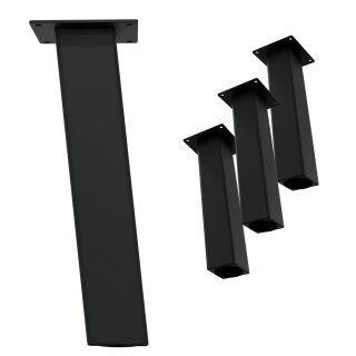 HAGO24 Tischbeine Set 4 Stück Möbelfuß schräg 96° Stahl schwarz 8x8cm 42cm Couchtischbank DIY Tischgestell Schraubfüße