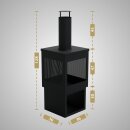 HAGO24 Gartenkamin eckig Terrassenofen Gartenofen Stahl Schwarz Schürhaken Feuerstelle Kaminofen Outdoor Terrassenkamin Kaminrohr