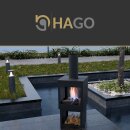 HAGO24 Gartenkamin eckig Terrassenofen Gartenofen Stahl Schwarz Schürhaken Feuerstelle Kaminofen Outdoor Terrassenkamin Kaminrohr
