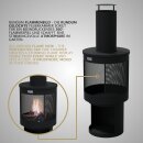 HAGO24 Gartenkamin rund Terrassenofen Gartenofen Stahl Schwarz Schürhaken Feuerstelle Kaminofen Outdoor Terrassenkamin Kaminrohr