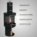 HAGO24 Gartenkamin rund Terrassenofen Gartenofen Stahl Schwarz Schürhaken Feuerstelle Kaminofen Outdoor Terrassenkamin Kaminrohr