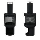 HAGO24 Gartenkamin rund Terrassenofen Gartenofen Stahl Schwarz Schürhaken Feuerstelle Kaminofen Outdoor Terrassenkamin Kaminrohr