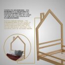 HAGO24 Kinderbett Hausbett Spielbett Massivholz 90x200cm Kiefer Lattenrost Natur Einzelbett Rausfallschutz Dachform Kinderzimmer