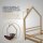 HAGO24 Kinderbett Hausbett Spielbett Massivholz 90x200cm Kiefer Lattenrost Natur Einzelbett Rausfallschutz Dachform Kinderzimmer