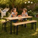 HAGO24 Kindersitzgruppe Picknickbank Gartenbank Bierzeltgarnitur Klappbank Sitzgarnitur Tannenholz Stahlgestell Outdoor Kinder platzsparend klappbar