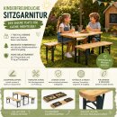 HAGO24 Kindersitzgruppe Picknickbank Gartenbank Bierzeltgarnitur Klappbank Sitzgarnitur Tannenholz Stahlgestell Outdoor Kinder platzsparend klappbar