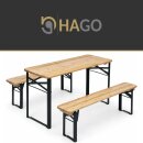 HAGO24 Kindersitzgruppe Picknickbank Gartenbank Bierzeltgarnitur Klappbank Sitzgarnitur Tannenholz Stahlgestell Outdoor Kinder platzsparend klappbar