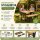 HAGO24 Kindersitzgruppe Picknickbank Gartenbank Bierzeltgarnitur Klappbank Sitzgarnitur Tannenholz Stahlgestell Outdoor Kinder platzsparend klappbar