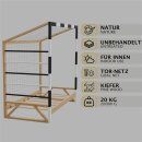 HAGO24 Kinderbett Fußballtor Kiefernholz 80x160cm Tornetz Kletterstangen Lattenrost Holzrahmen Schwarz Weiß Belastbar 80kg