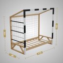 HAGO24 Kinderbett Fußballtor Kiefernholz 80x160cm Tornetz Kletterstangen Lattenrost Holzrahmen Schwarz Weiß Belastbar 80kg