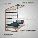HAGO24 Kinderbett Fußballtor Kiefernholz 80x160cm Tornetz Kletterstangen Lattenrost Holzrahmen Schwarz Weiß Belastbar 80kg
