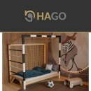 HAGO24 Kinderbett Fußballtor Kiefernholz 80x160cm Tornetz Kletterstangen Lattenrost Holzrahmen Schwarz Weiß Belastbar 80kg